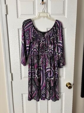 INC International Concepts LG Dress Purple LG Stretchy 3/4 Sleeve